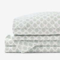 Butti Bouquet Classic Smooth Sateen Bed Sheet Set - Green Sage, Twin,Green Sage