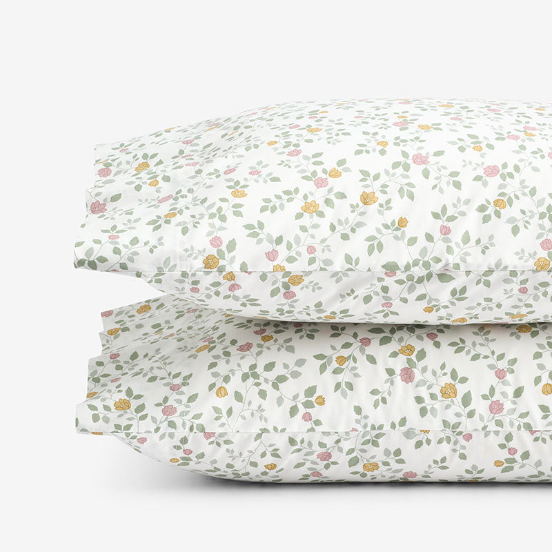 Lucenda Classic Cool Cotton Percale Pillowcase Set - Scattered Flowers, Standard,Scattered Flowers