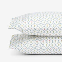 Lucenda Classic Cool Cotton Percale Pillowcase Set - Framed Flowers, Standard,Framed Flowers