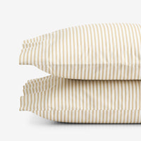 Lucenda Classic Cool Cotton Percale Pillowcase Set - Textured Stripe Gold, Standard,Textured Stripe Gold