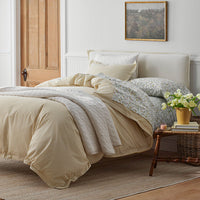 Lucenda Classic Cool Cotton Percale Pillowcase Set - Textured Stripe Gold, Standard,Textured Stripe Gold
