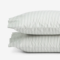 Lucenda Classic Cool Cotton Percale Pillowcase Set - Textured Stripe Green, Standard,Textured Stripe Green