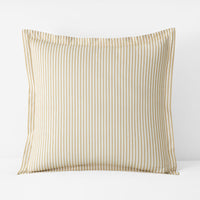Lucenda Classic Cool Cotton Percale Sham - Textured Stripe Gold, Euro,Textured Stripe Gold