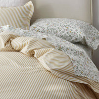 Lucenda Classic Cool Cotton Percale Sham - Textured Stripe Gold, Standard,Textured Stripe Gold