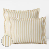Lucenda Classic Cool Cotton Percale Sham - Textured Stripe Gold, Standard,Textured Stripe Gold
