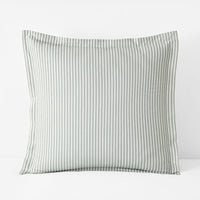 Lucenda Classic Cool Cotton Percale Sham - Textured Stripe Green, Euro,Textured Stripe Green