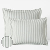 Lucenda Classic Cool Cotton Percale Sham - Textured Stripe Green, Standard,Textured Stripe Green