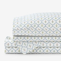 Lucenda Classic Cool Cotton Percale Bed Sheet Set - Framed Flowers, Twin,Framed Flowers