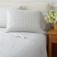 Lucenda Classic Cool Cotton Percale Bed Sheet Set - Framed Flowers, Twin,Framed Flowers