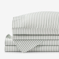 Lucenda Classic Cool Cotton Percale Bed Sheet Set - Textured Stripe Green, Twin,Textured Stripe Green