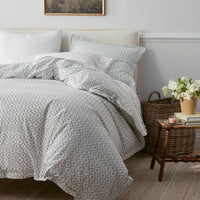 Lucenda Classic Cool Cotton Percale Duvet Cover Set - Framed Flowers, Twin/Twin XL,Framed Flowers
