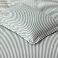 Lucenda Classic Cool Cotton Percale Duvet Cover Set - Textured Stripe Green, Twin/Twin XL,Textured Stripe Green