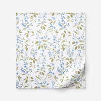 Garden Mist Classic Cool Cotton Percale Flat Bed Sheet - Leaf Smoke Blue, Twin/Twin XL,Leaf Smoke Blue