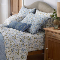 Garden Mist Classic Cool Cotton Percale Flat Bed Sheet - Leaf Smoke Blue, Twin/Twin XL,Leaf Smoke Blue