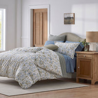 Garden Mist Classic Cool Cotton Percale Flat Bed Sheet - Leaf Smoke Blue, Twin/Twin XL,Leaf Smoke Blue