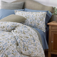 Garden Mist Classic Cool Cotton Percale Pillowcase Set - Leaf Smoke Blue, Standard,Leaf Smoke Blue