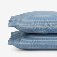 Garden Mist Classic Cool Cotton Percale Pillowcase Set - Stripe Smoke Blue, Standard,Stripe Smoke Blue