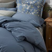 Garden Mist Classic Cool Cotton Percale Pillowcase Set - Stripe Smoke Blue, Standard,Stripe Smoke Blue