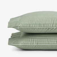 Garden Mist Classic Cool Cotton Percale Pillowcase Set - Stripe Green, Standard,Stripe Green