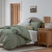Garden Mist Classic Cool Cotton Percale Pillowcase Set - Stripe Green, Standard,Stripe Green