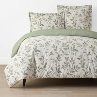 Garden Mist Classic Cool Cotton Percale Reversible Duvet Cover - Floral and Stripe Beige Multi, King/Cal. King,Floral & Stripe Beige Multi