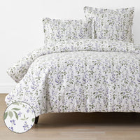 Garden Mist Classic Cool Cotton Percale Duvet Cover - Leaf Purple Multi, King/Cal. King,Leaf Purple Multi