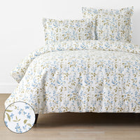 Garden Mist Classic Cool Cotton Percale Duvet Cover - Leaf Smoke Blue, King/Cal. King,Leaf Smoke Blue