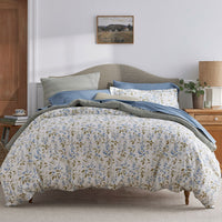 Garden Mist Classic Cool Cotton Percale Duvet Cover - Leaf Smoke Blue, King/Cal. King,Leaf Smoke Blue