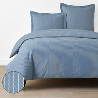 Garden Mist Classic Cool Cotton Percale Duvet Cover - Stripe Smoke Blue, King/Cal. King,Stripe Smoke Blue