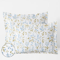 Garden Mist Classic Cool Cotton Percale Sham - Leaf Smoke Blue, Standard,Leaf Smoke Blue