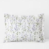 Garden Mist Classic Cool Cotton Percale Sham - Leaf Purple Multi, Standard,Leaf Purple Multi