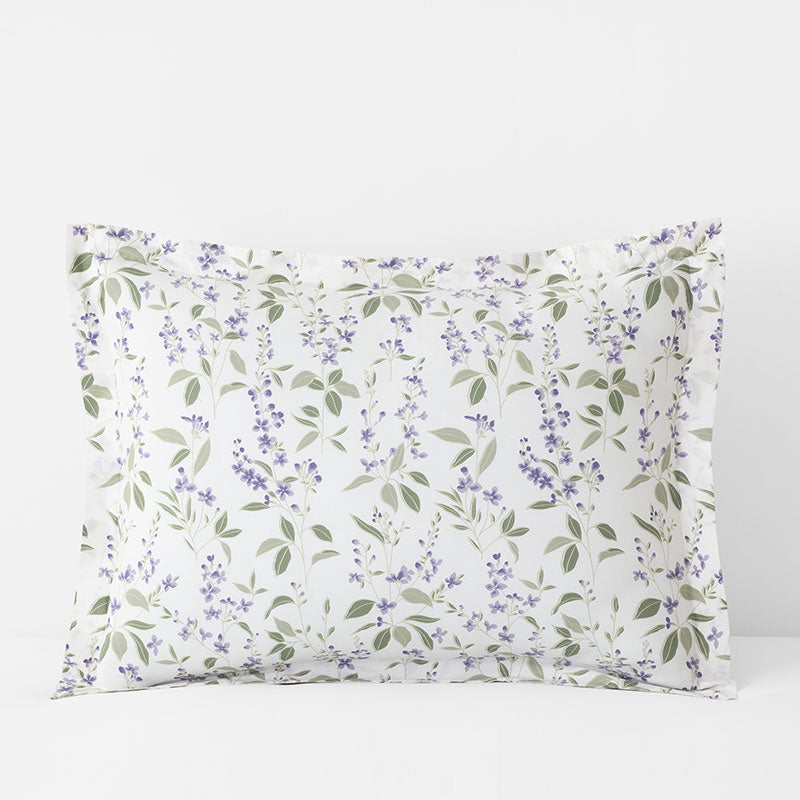Garden Mist Classic Cool Cotton Percale Sham - Leaf Purple Multi, Standard,Leaf Purple Multi