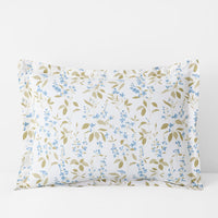 Garden Mist Classic Cool Cotton Percale Sham - Leaf Smoke Blue, Standard,Leaf Smoke Blue