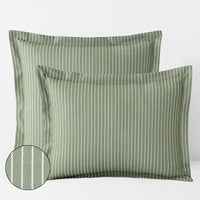 Garden Mist Classic Cool Cotton Percale Sham - Stripe Green, Standard,Stripe Green