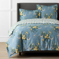 Garden Burst Premium Smooth Wrinkle-Free Sateen Reversible Duvet Cover - Slate Blue, Twin/Twin XL,Slate Blue