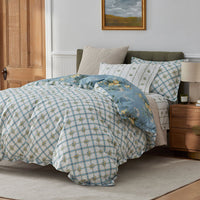 Garden Burst Premium Smooth Wrinkle-Free Sateen Reversible Duvet Cover - Slate Blue, Twin/Twin XL,Slate Blue