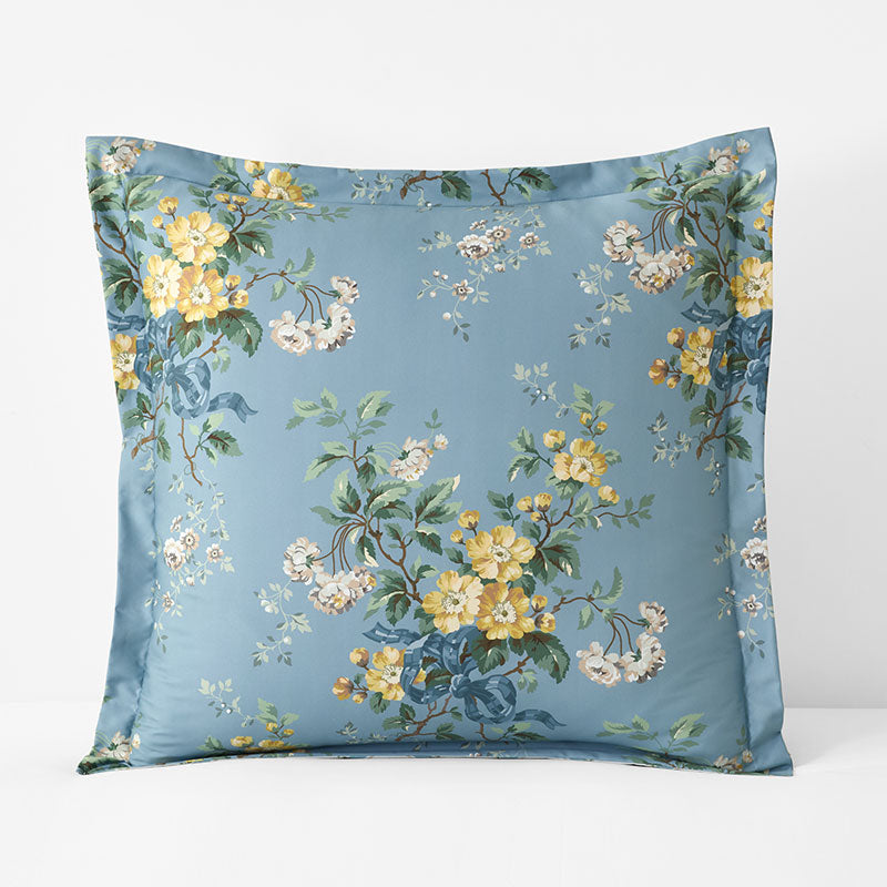 Garden Burst Premium Smooth Wrinkle-Free Sateen Reversible Sham - Slate Blue, Euro,Slate Blue