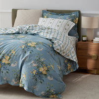 Garden Burst Premium Smooth Wrinkle-Free Sateen Reversible Sham - Slate Blue, Standard,Slate Blue