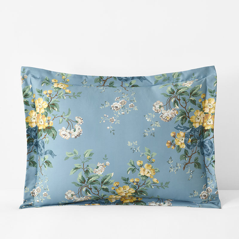 Garden Burst Premium Smooth Wrinkle-Free Sateen Reversible Sham - Slate Blue, Standard,Slate Blue