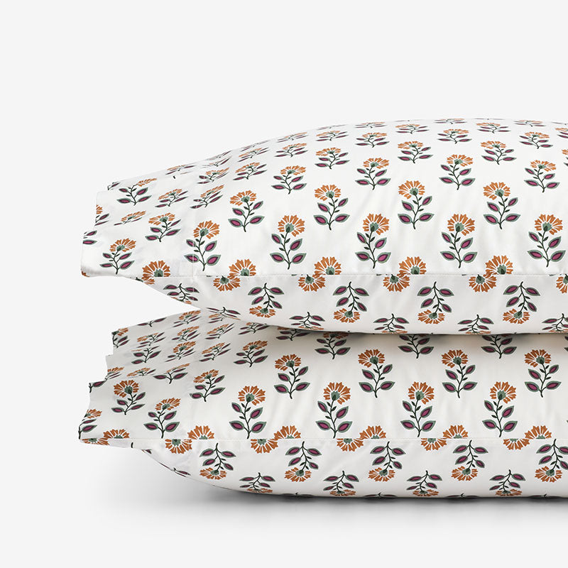 Nora Classic Cool Cotton Percale Pillowcase Set - Flower, Standard,Flower