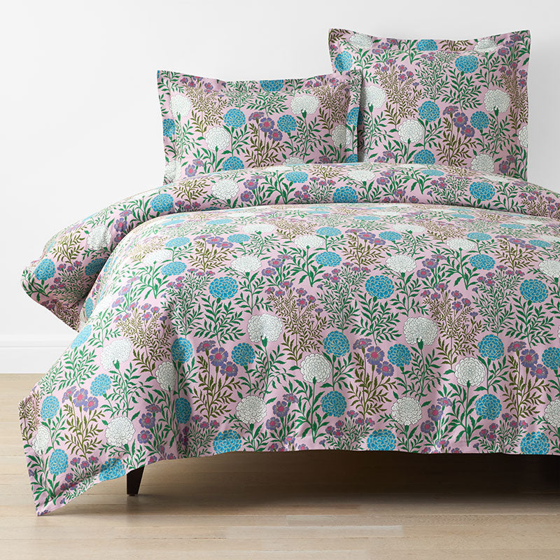 Zinnia Floral Classic Smooth Sateen Duvet Cover - Blush, King/Cal. King,Blush