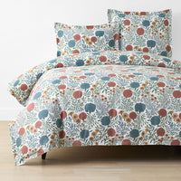 Zinnia Floral Classic Smooth Sateen Duvet Cover - Ivory, Full/Queen,Ivory