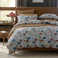 Zinnia Floral Classic Smooth Sateen Duvet Cover - Ivory, Full/Queen,Ivory