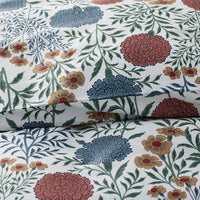 Zinnia Floral Classic Smooth Sateen Duvet Cover - Ivory, Full/Queen,Ivory