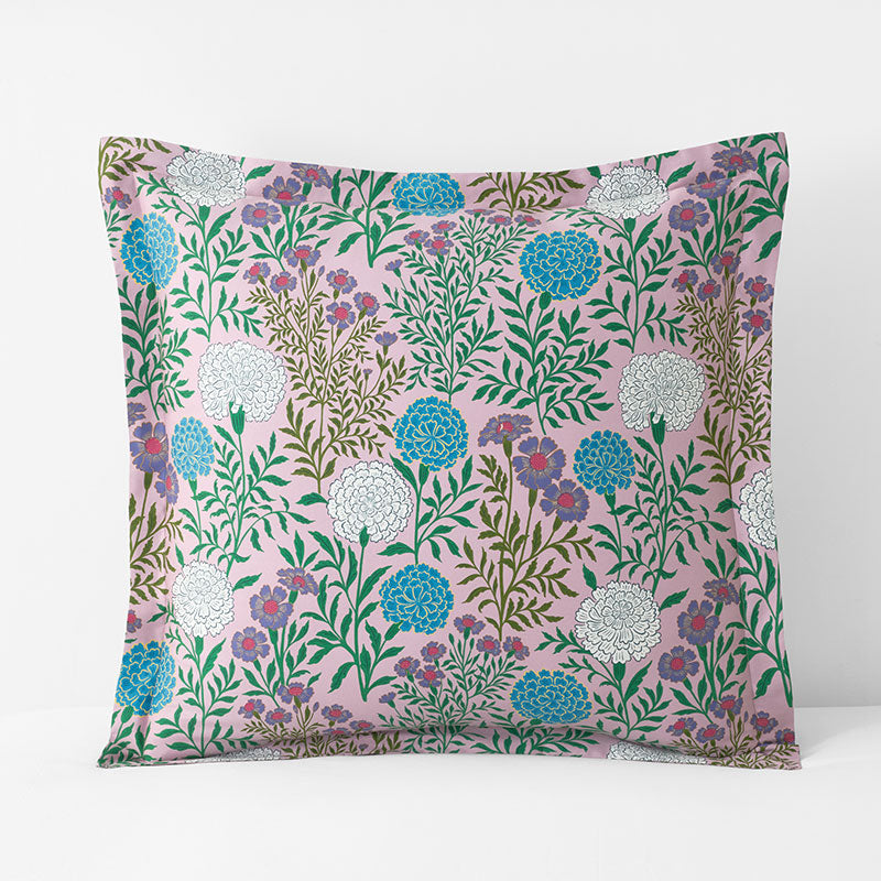 Zinnia Floral Classic Smooth Sateen Sham - Blush, Euro,Blush