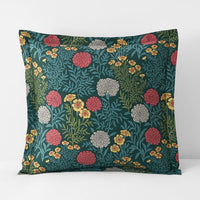Zinnia Floral Classic Smooth Sateen Sham - Deep Teal, Euro,Deep Teal