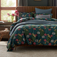 Zinnia Floral Classic Smooth Sateen Sham - Deep Teal, Standard,Deep Teal