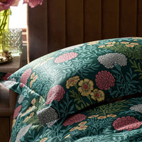 Zinnia Floral Classic Smooth Sateen Sham - Deep Teal, Standard,Deep Teal