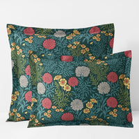 Zinnia Floral Classic Smooth Sateen Sham - Deep Teal, Standard,Deep Teal