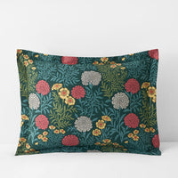 Zinnia Floral Classic Smooth Sateen Sham - Deep Teal, Standard,Deep Teal